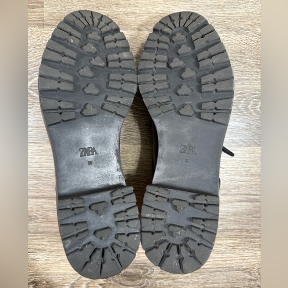 Zara Shoes Womens sz:8.5 Black Patent Oxford Platform Chunky Dark Academia Goth - Picture 9 of 9